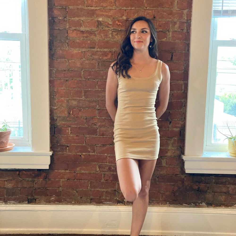 Elegant Tan Mini Dress